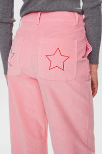 Pantalón pana bordado ROSA