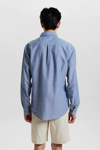 Camisa algodón/lino azul